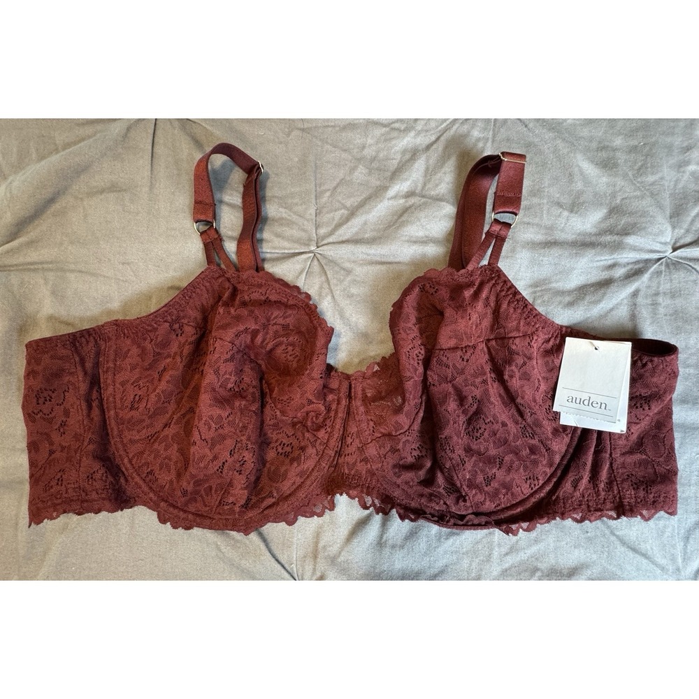 Women's Auden Berry Red Lace Unlined Comfort Wire 46C New With Tags